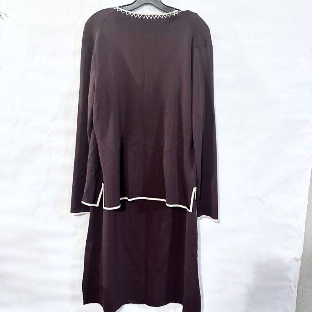 Vertigo Paris Two Piece Set Brown Embroidered Dress Jacket Size Large - Picture 10 of 10